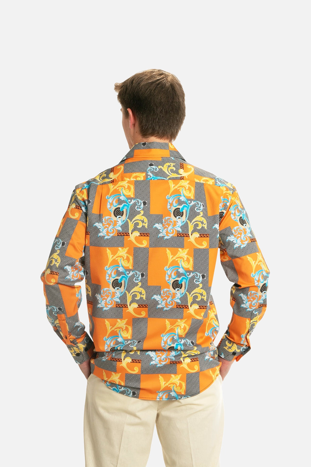 Pumpkin Baroque Print Shirt