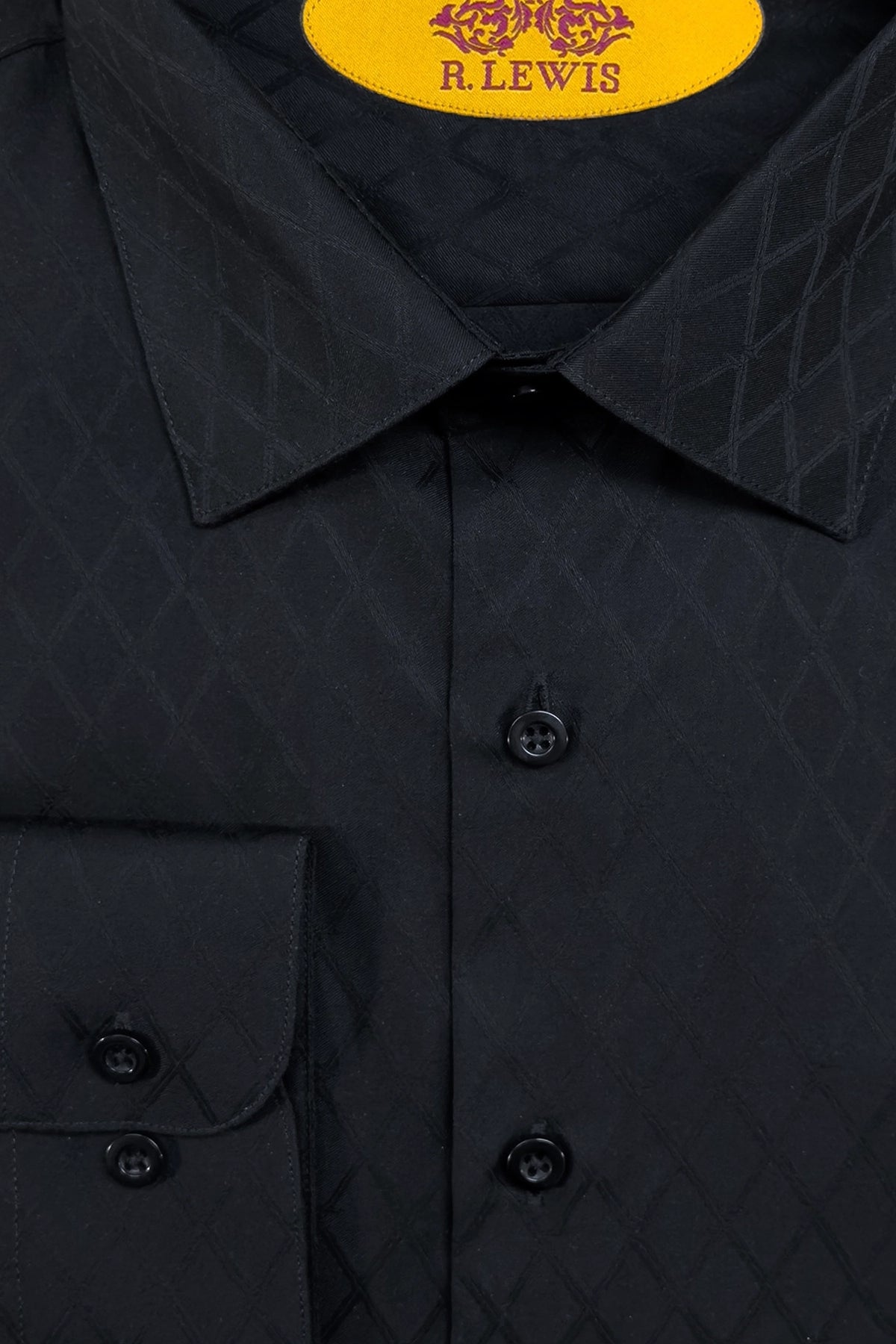 Black Tonal Diamond Dress Shirt