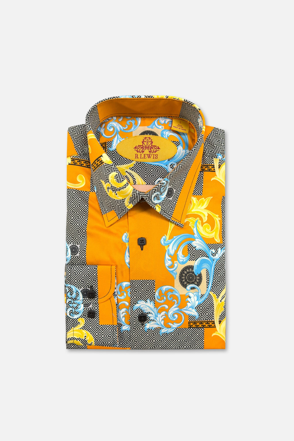 Pumpkin Baroque Print Shirt