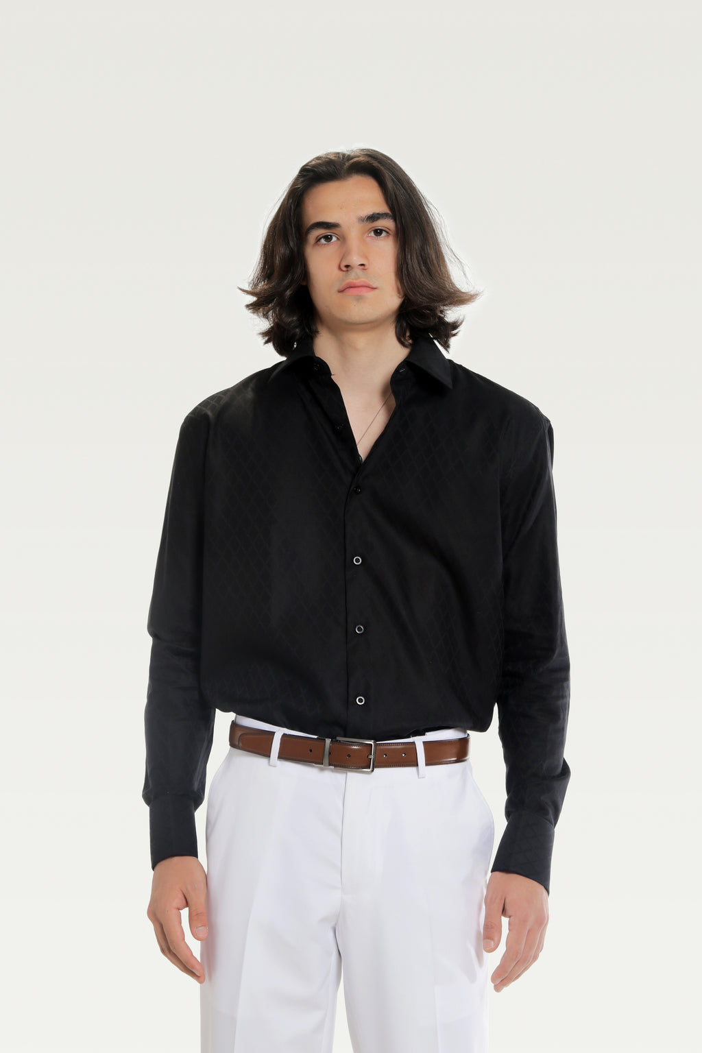 Black Tonal Diamond Dress Shirt