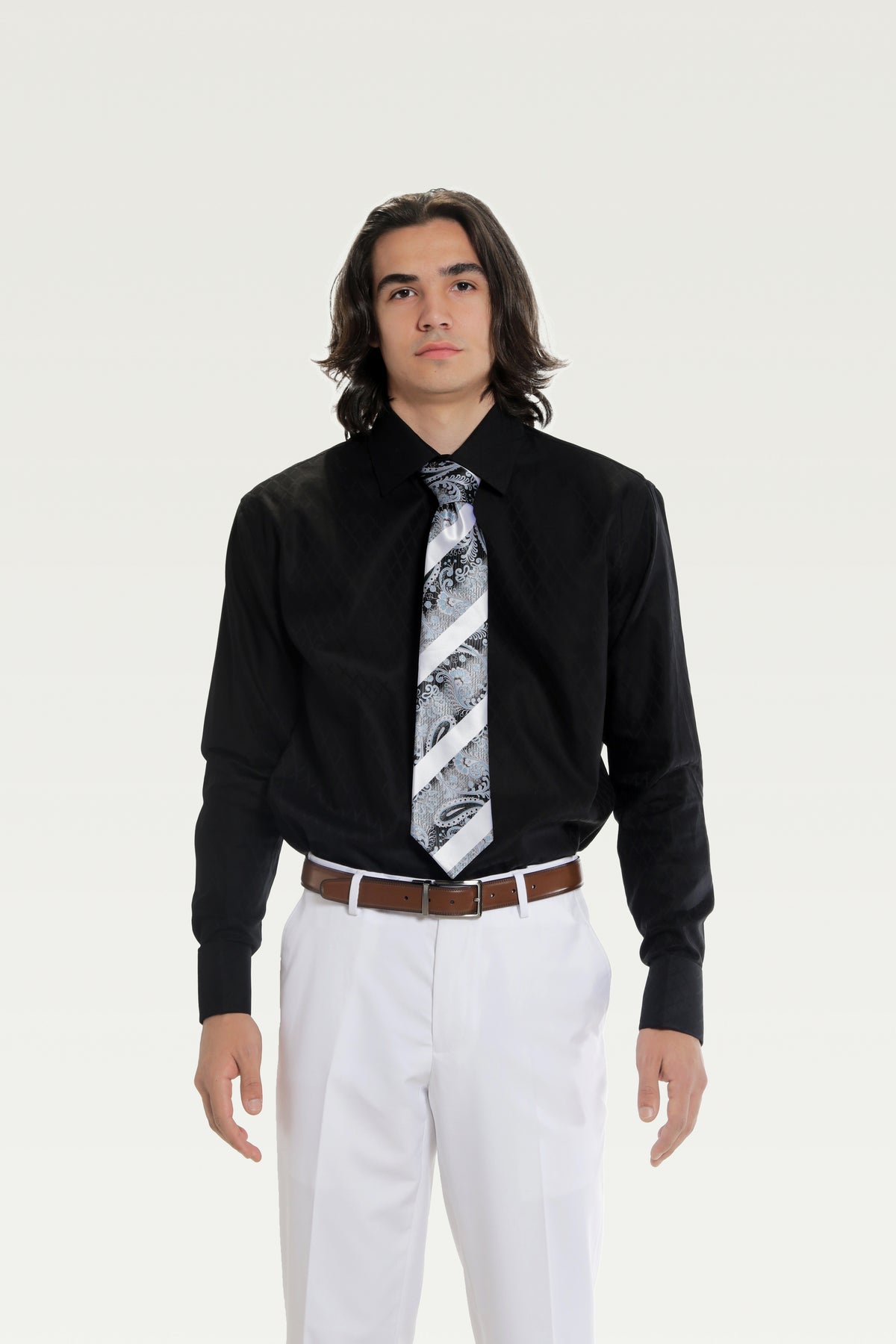 Black Tonal Diamond Dress Shirt