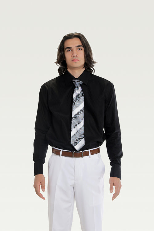 Black Tonal Diamond Dress Shirt