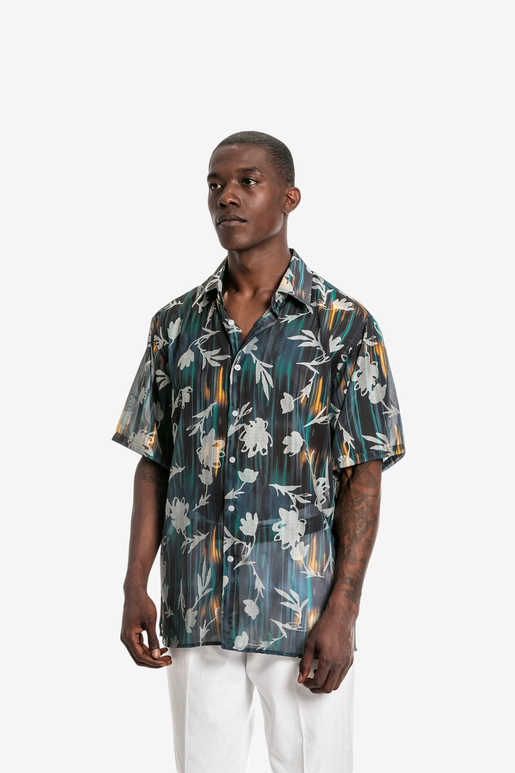 Abstract Floral Short-Sleeve Shirt