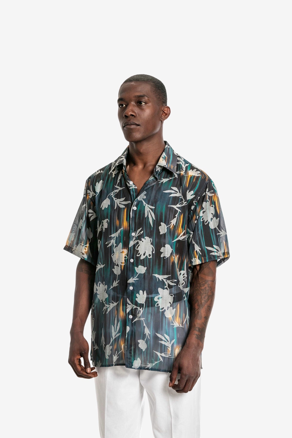 Abstract Floral Short-Sleeve Shirt