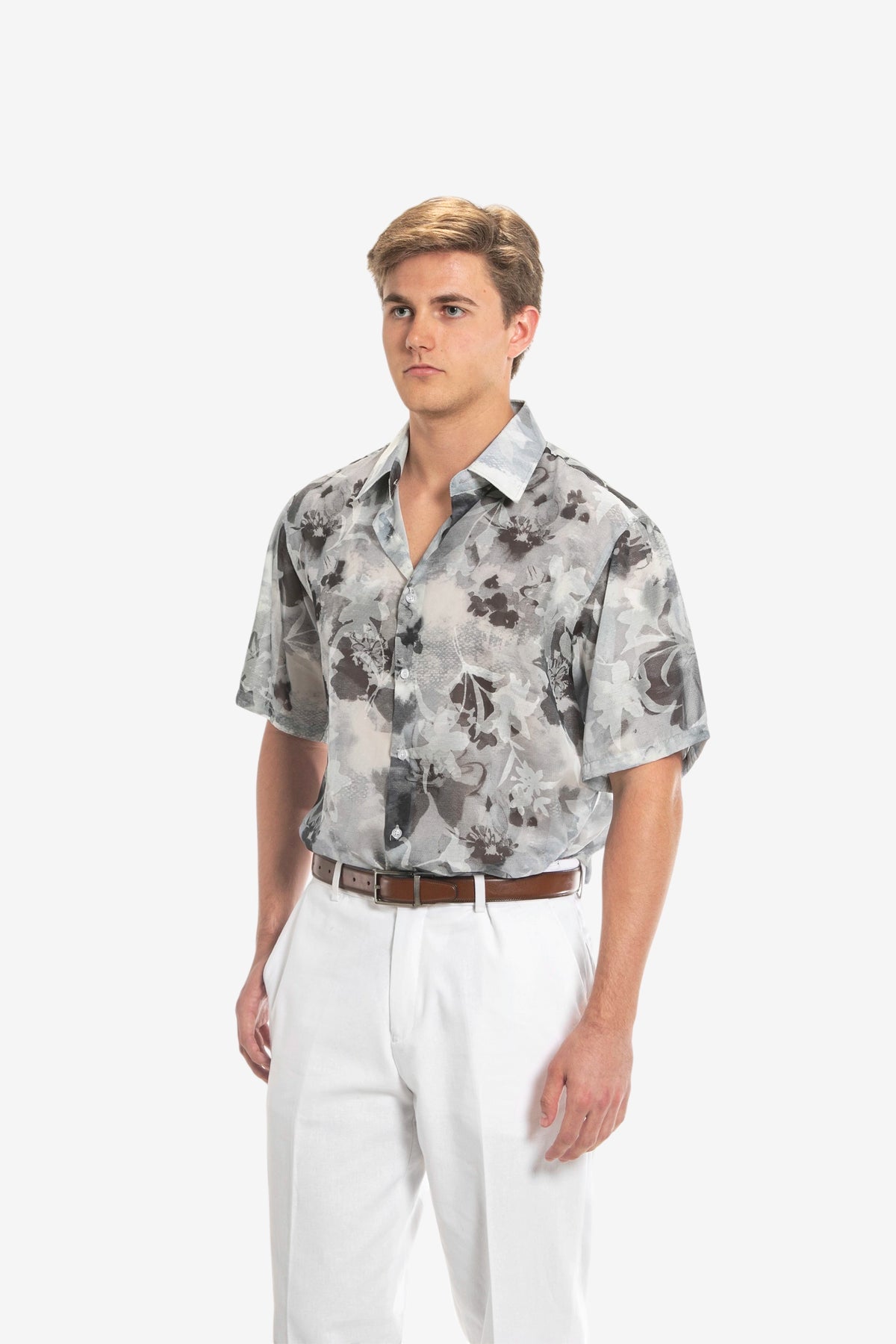 Watercolor Floral Short-Sleeve Shirt
