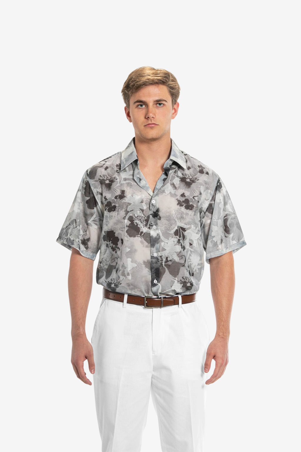 Watercolor Floral Short-Sleeve Shirt
