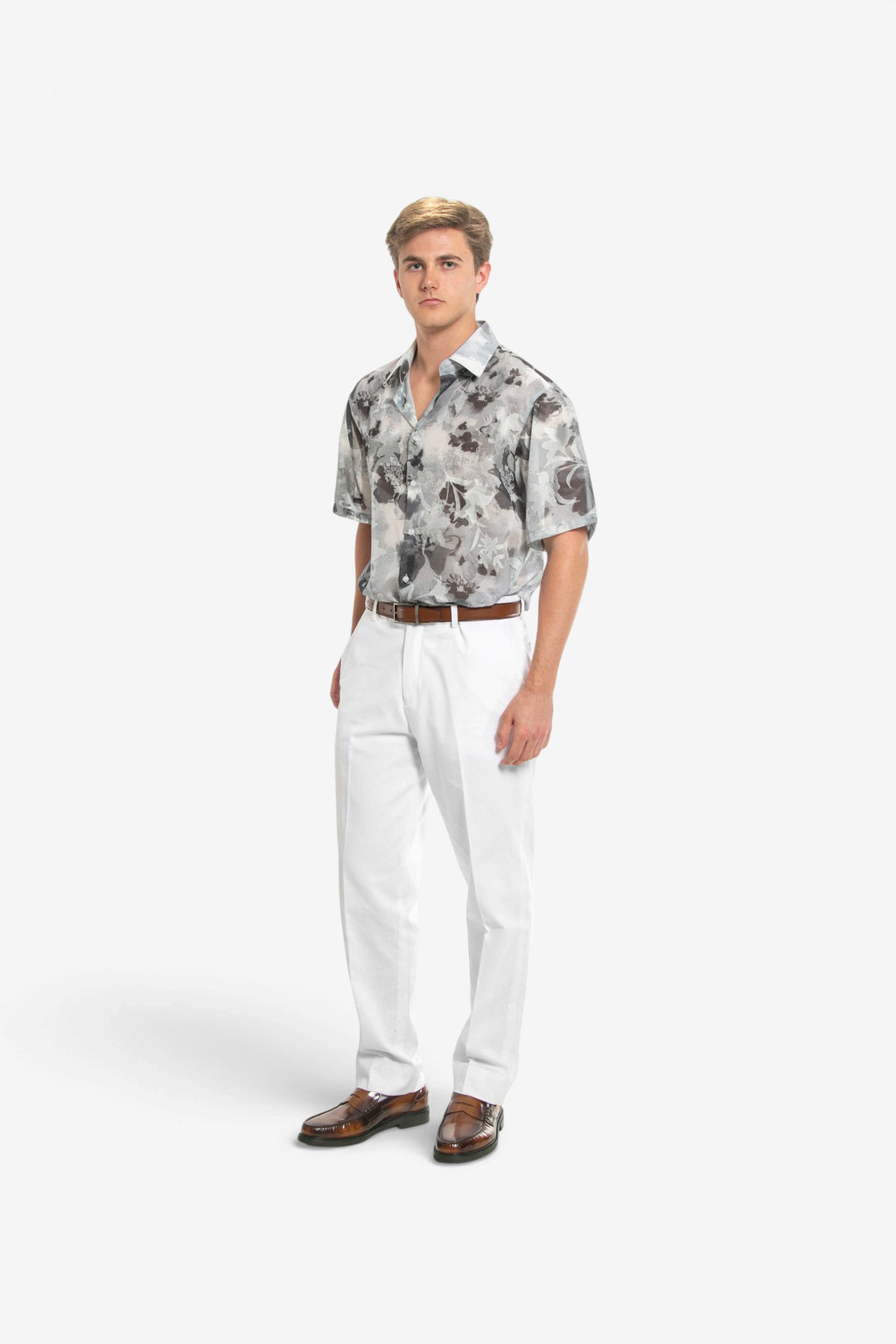Watercolor Floral Short-Sleeve Shirt