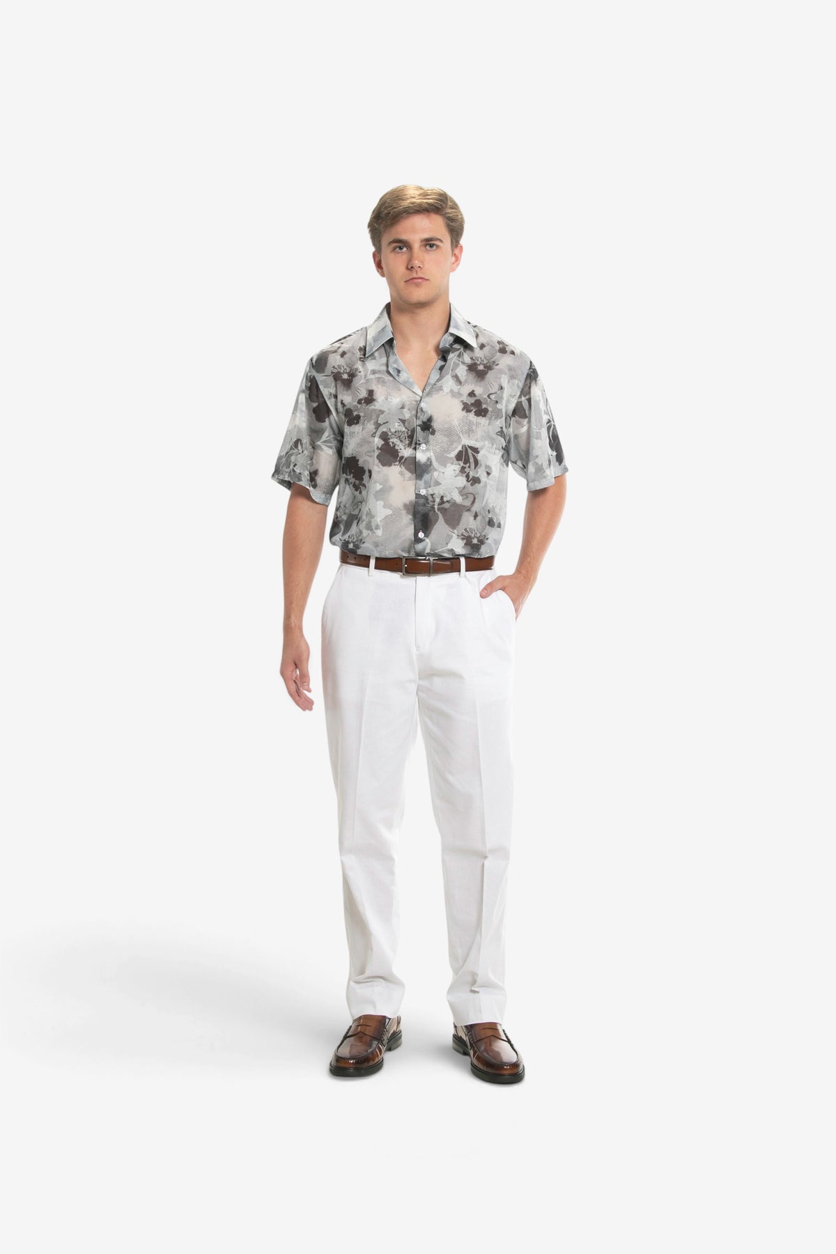 Watercolor Floral Short-Sleeve Shirt